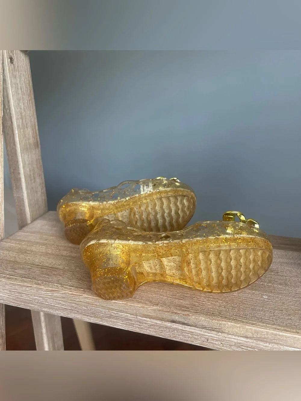 Disney Parks Princess Belle Light-Up Glitter Jelly Shoes Gold Kids 9/10 Beauty &